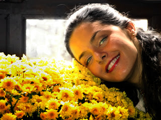 Bianca with flowers