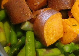 Roasted Sweet Potatoes & Asparagus