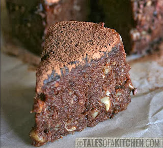 Chocolate Banana Cake with Caramel Layer and Cacao Nibs