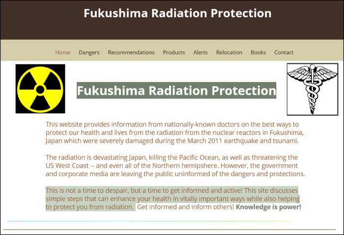 New Site Dedicated to Fukushima Radiation Protection