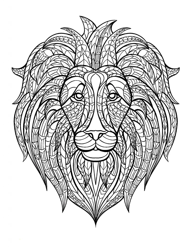 coloring-adult-lion-head