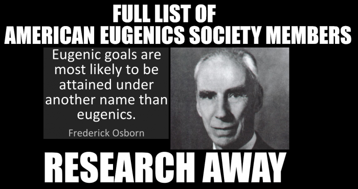 Full List of American Eugenics Society Members 1945- 2009: Research Away With This Resource