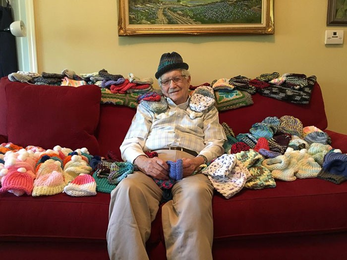 86-Year-Old Activist Teaches Himself To Knit To Make Caps For Premature Babies