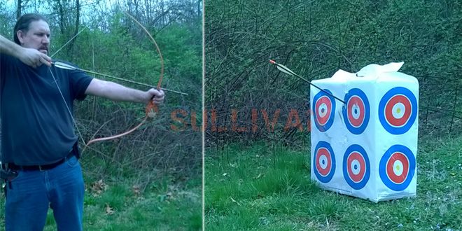 shooting a bow made with floss