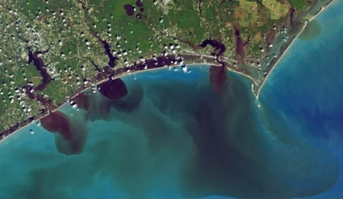 NASA Space Images Show Dark Polluted Water Spilling From Carolina Rivers Into Ocean