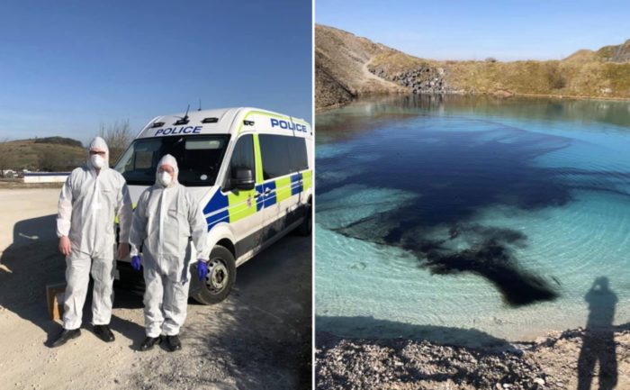 Police Dump Dye In Desolate Quarry To Prevent People From Swimming During Quarantine