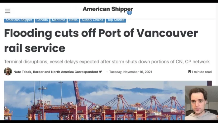 Port of Vancouver Closes as BC Flooding Damages Rail & Roads — Responsible for 1/3 of Imports and Exports