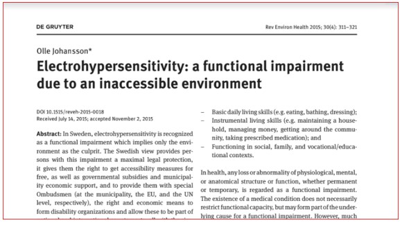 EMF/RF/5G/ IOT/IOUT Swedish Institute for Human Rights:  EHS (Microwave Illnesses, Due to an Inaccessible Environment)