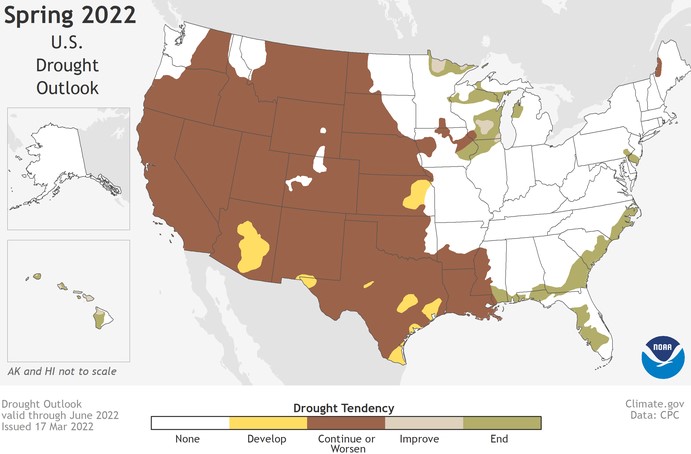 NOAA Warns US Megadrought Will Persist; May Impact Food Supply Chains