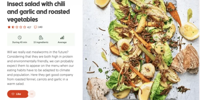 Sweden’s Leading Grocery Retailer Publishes Recipe with Mealworms